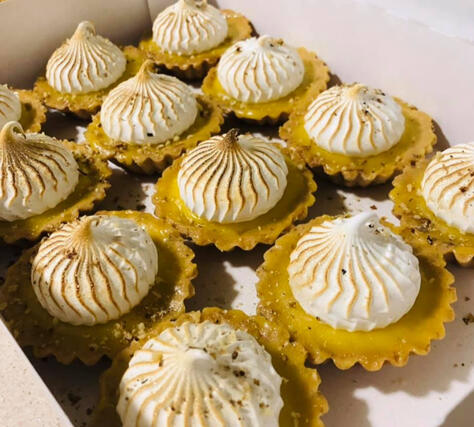Lemon Champagne Tarts w/ Torched Italian Meringue